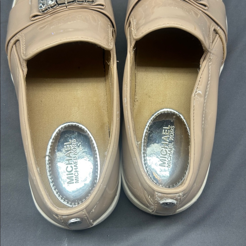 Michael Kors Womens Slip On Sneakers‎ Flats Beige Embellished Jewel Size 6.5M - Picture 3 of 7